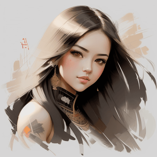 AI generated: an image of a girl with long hair, in the style of russ mills, michael garmash, charming sketches, m...