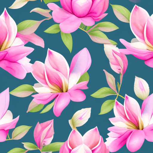 AI generated: Pink Magnolia Flowers, Watercolor Pastel Floral, Digital Paper, Seamless Pattern, Printable Design, ...