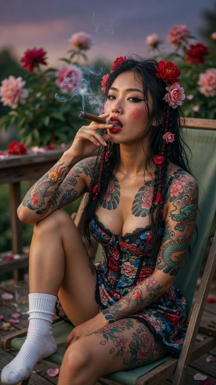 AI generated: A stunning ultra-realistic photograph of a beautiful young East Asian woman with flawless, detailed ...