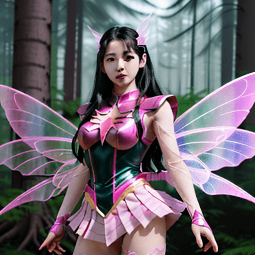 AI generated: Heejin from Loona kpop, Superhero marvel style,  standing proudly in pose, humanoid, fairy styled, s...
