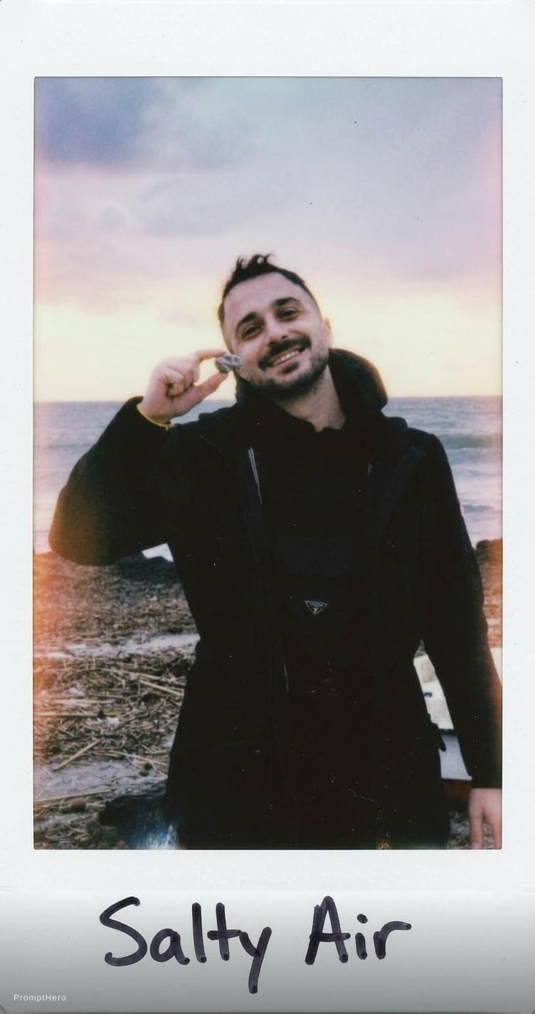 AI generated:  high-quality photo portrait, shot on a Polaroid camera, double eyelid --ar 34:65 --style raw