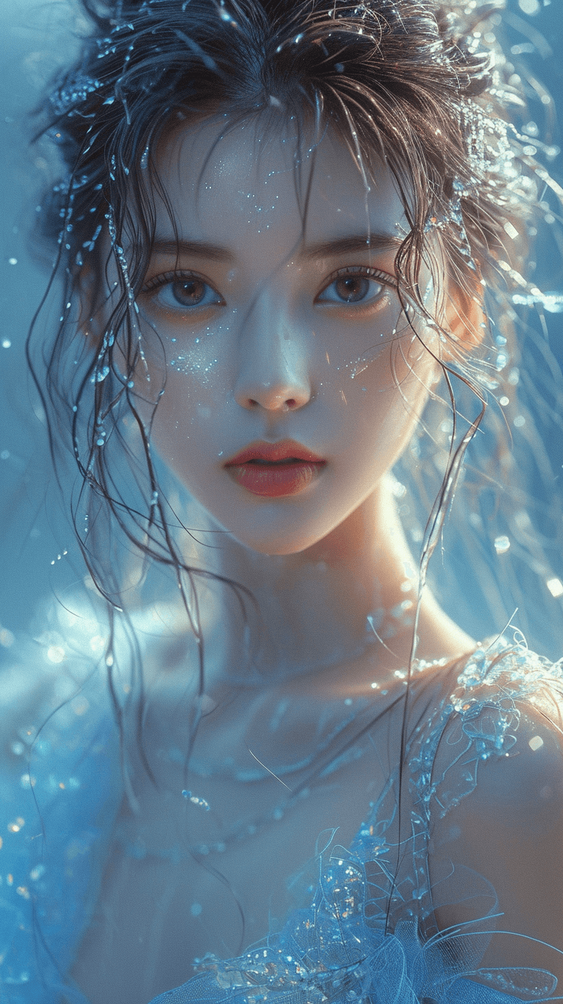 AI generated: a gorgeous girl with delicate features,full body,sliver big eyes,pale white skin,Gauze skirt, slende...