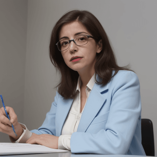 AI generated: profesor de test clara parado delante de una pizarra
