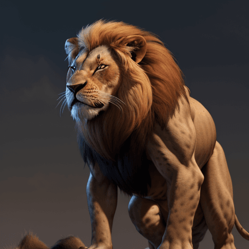 AI generated: Scar from the lion king, buff, 4k, hyper realistic, muscles, furry, 