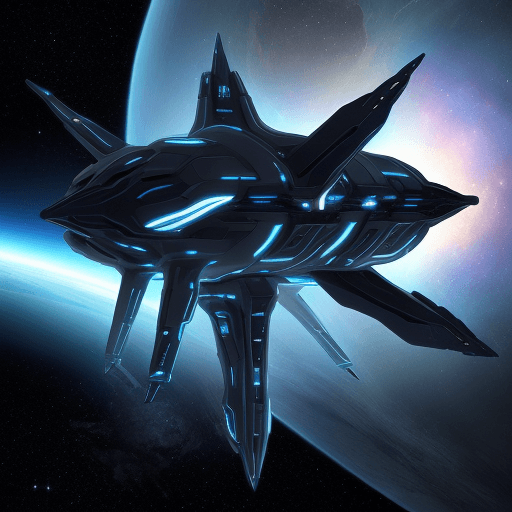 AI generated: Futuristic space ship in deep space