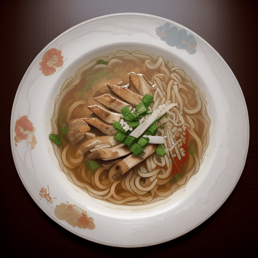 AI generated: masterpiece, high quality, best quality, Teriyaki Chicken Noodle Soup, deep plate, foodphoto, <lora:...