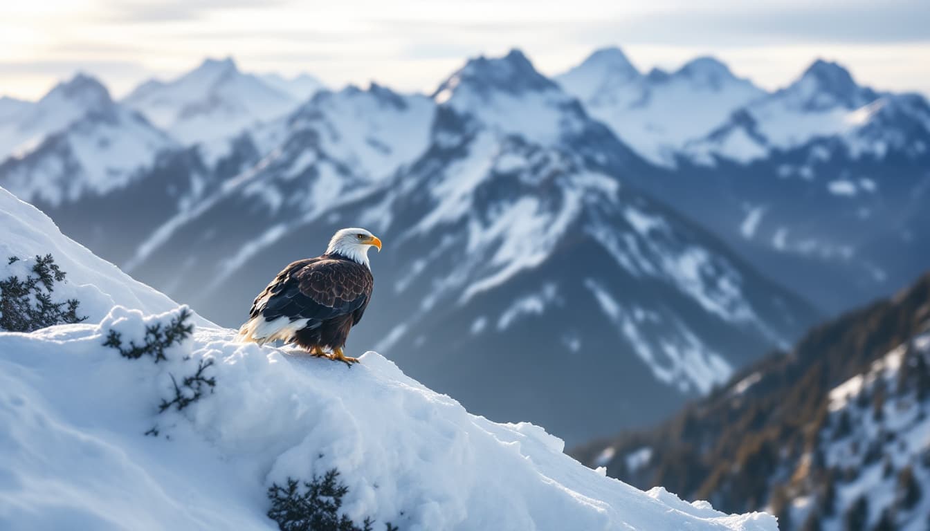 AI generated: eagle in snow mountain
