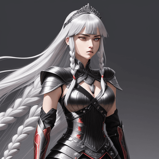 AI generated: Create an anime-style illustration of a warrior princess facing forward, highlighting her distinctiv...