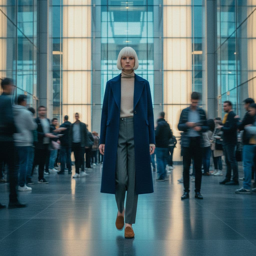 AI generated: photography, front-profile walk-through, depth of field background blur, full-body, full-frame, 30mm...