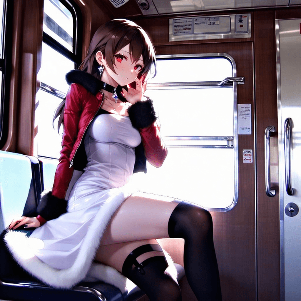 AI generated: (((masterpiece) )), 1girl, Momo Ayase, solo, looking at viewer, brown hair, red eyes, thighhighs, dr...