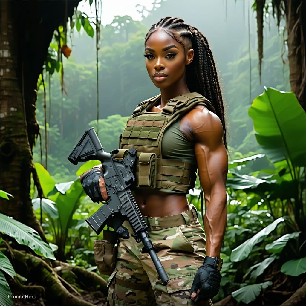 AI generated: Beautiful girl, full And slightly muscular, plump, and adorable (slightly thick muscles, stocky, ver...