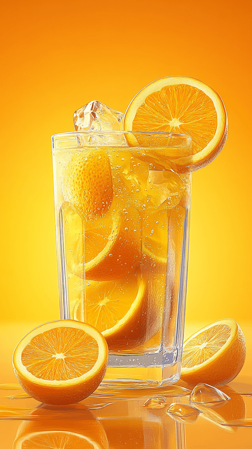 AI generated: Refreshing, sparkling glass of [orange] with slices of [citrus fruit], summer, thirst-quenching, hig...
