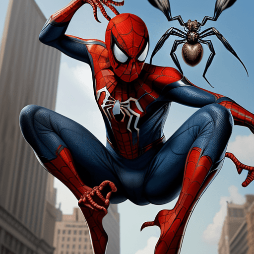 AI generated: Genere imagen de Spider Man volando con su telaraña 