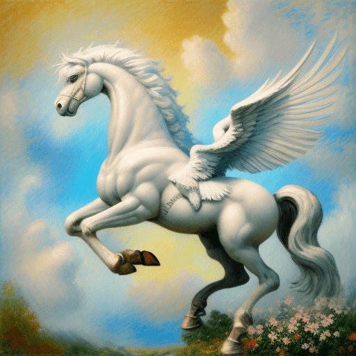 AI generated: Creating images of pegasus using impressionism.