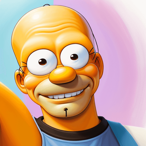 AI generated: Homer hiperrealistic, paint, happy, smile, 