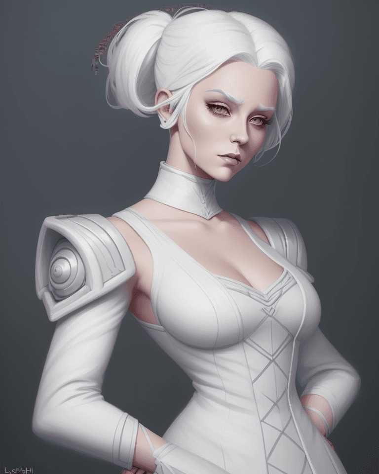 AI generated: a drawing of a woman with white hair, a digital painting, inspired by loish, tumblr, with shoulder p...