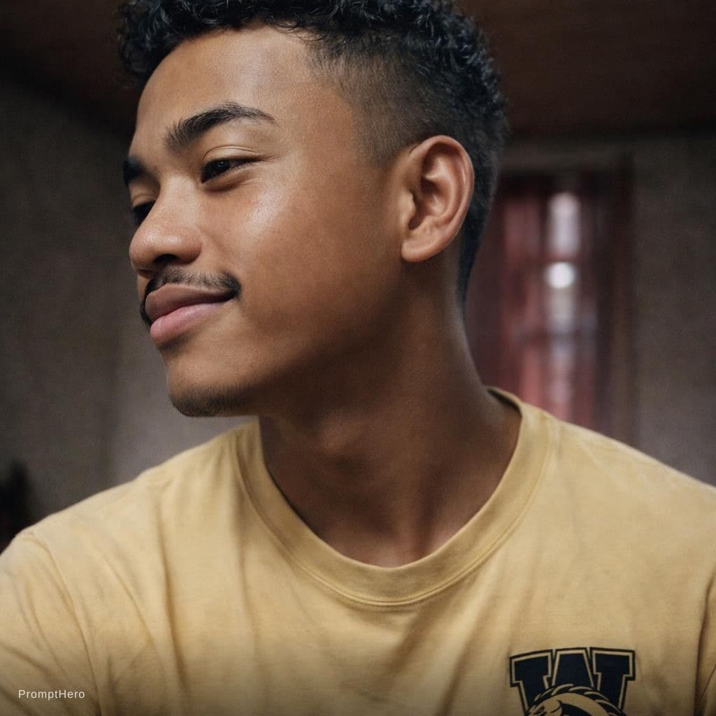 AI generated: side view, slight smile, shot on a Canon A7 III --no freckles --chaos 75 --ar 1:2 --raw --profile x3...