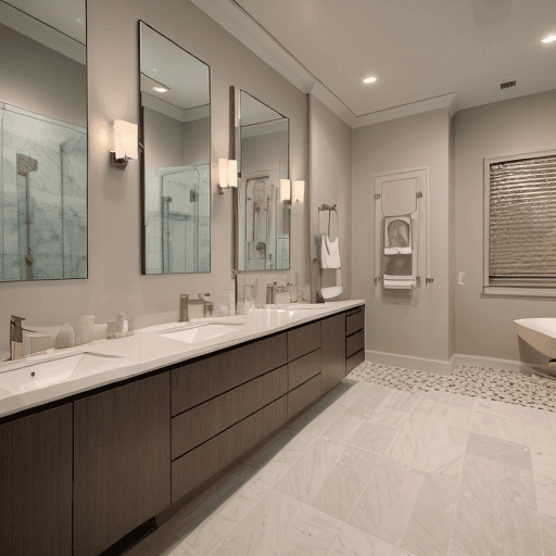 AI generated: "Generate a stunning 4K image of a modern luxury bathroom that showcases spaciousness, opulence, and...
