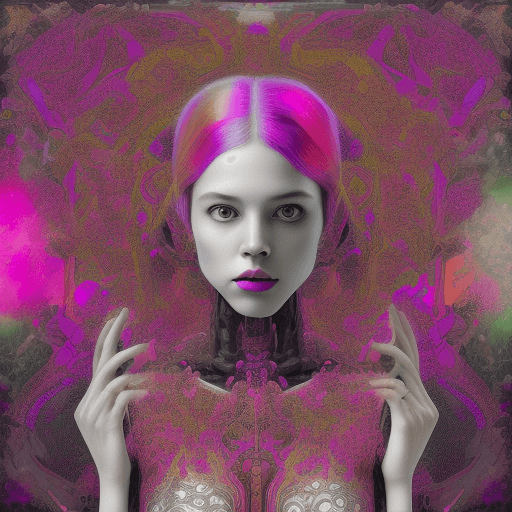 AI generated: "Generate a captivating AI image portraying a transformational moment where a girl in a drab, black-...