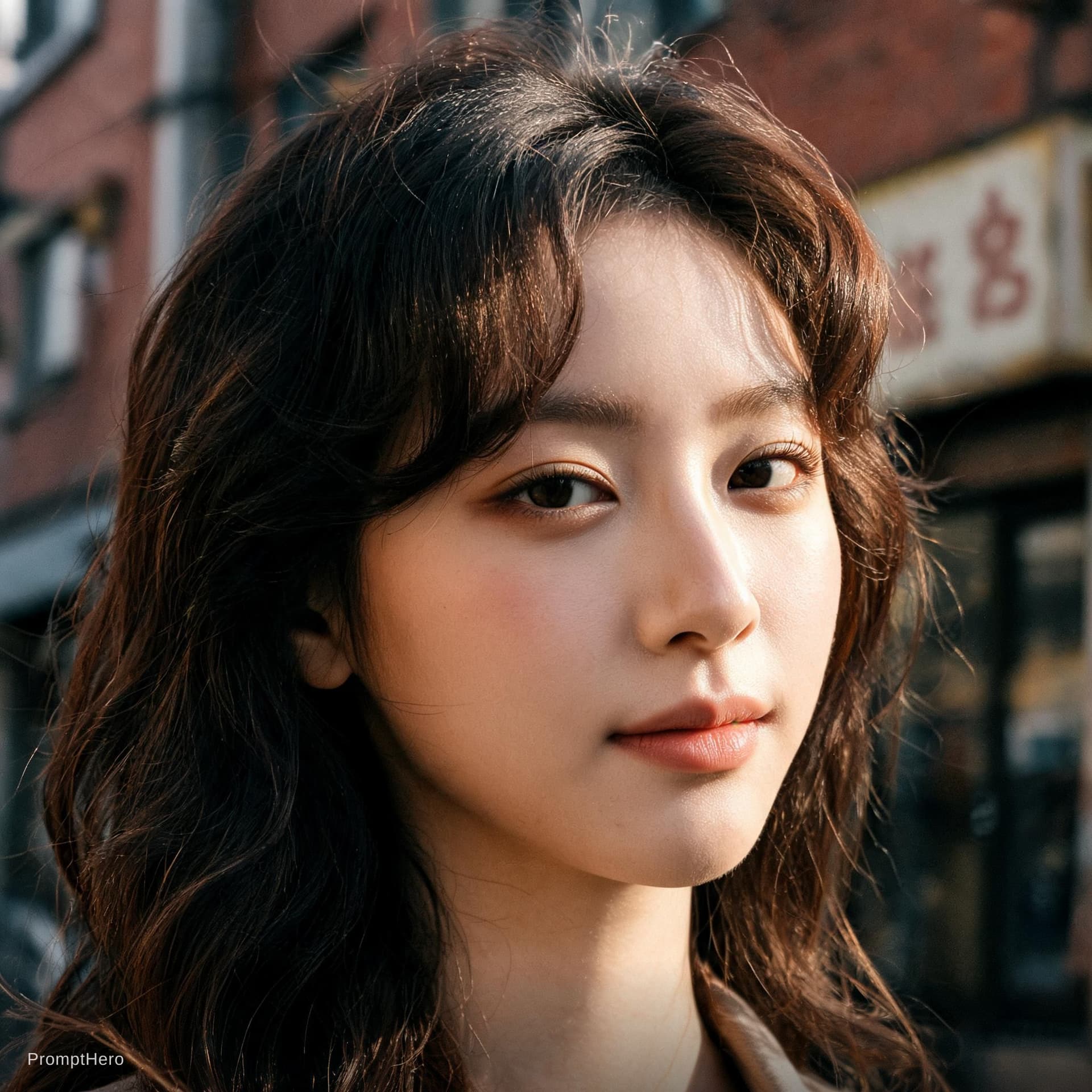 AI generated: A young woman, photography, realistic cinematic style, retro, close-up, soft natural light, sharp fo...