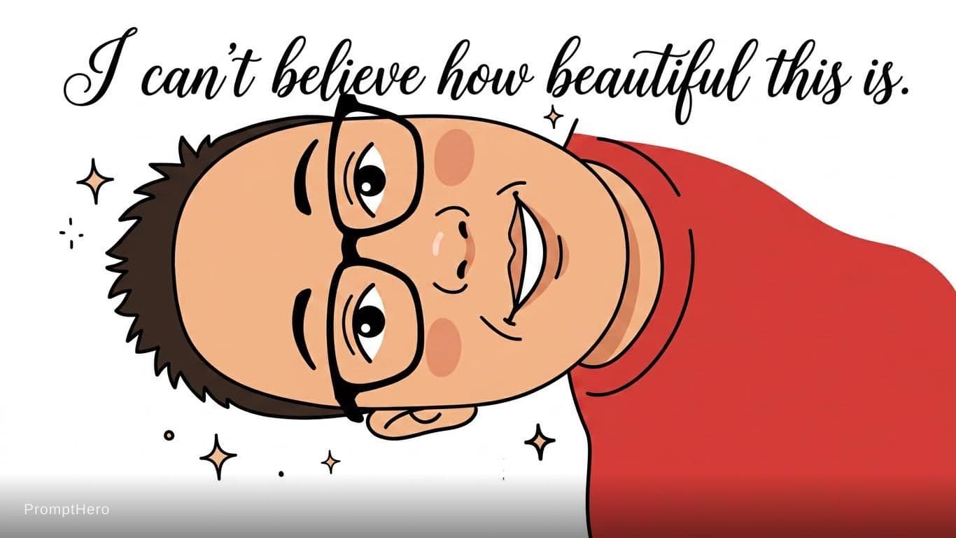 AI generated: a simple cartoon of a man, white background, I can't believe how beautiful this is --ar 1:1 