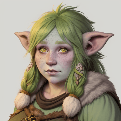 AI generated: Firbolg, female, pastel colors, druid, hyper realism, high Detail, freckles, dungeons and dragons, c...