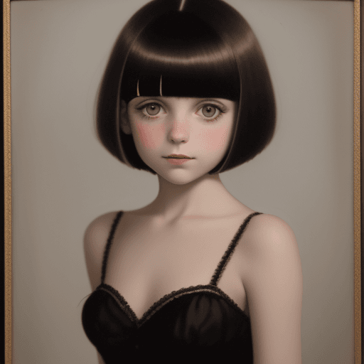AI generated: photo, (((portrait))) of a young, bobcut, dressed like a prostitute,