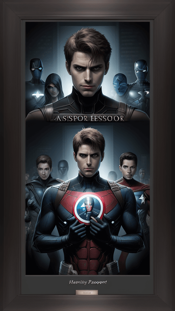AI generated: card saying heroes passport, passport-themed art installation, creative typography, rendered in a di...