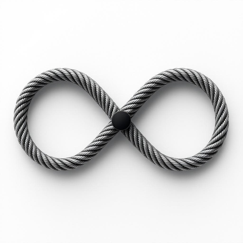 AI generated: Create a high-detail cosmic glyph. Two infinity symbols intertwined to form a perfect plus-sign. Eac...