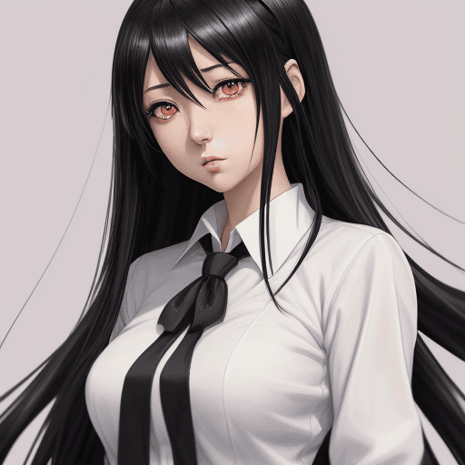 AI generated: anime girl with long black hair and white shirt and black tie, anime moe artstyle, marin kitagawa fa...