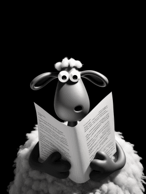 AI generated: Minimalistic, outline gray and silver, modern black background, art book page, Aardman Animation she...
