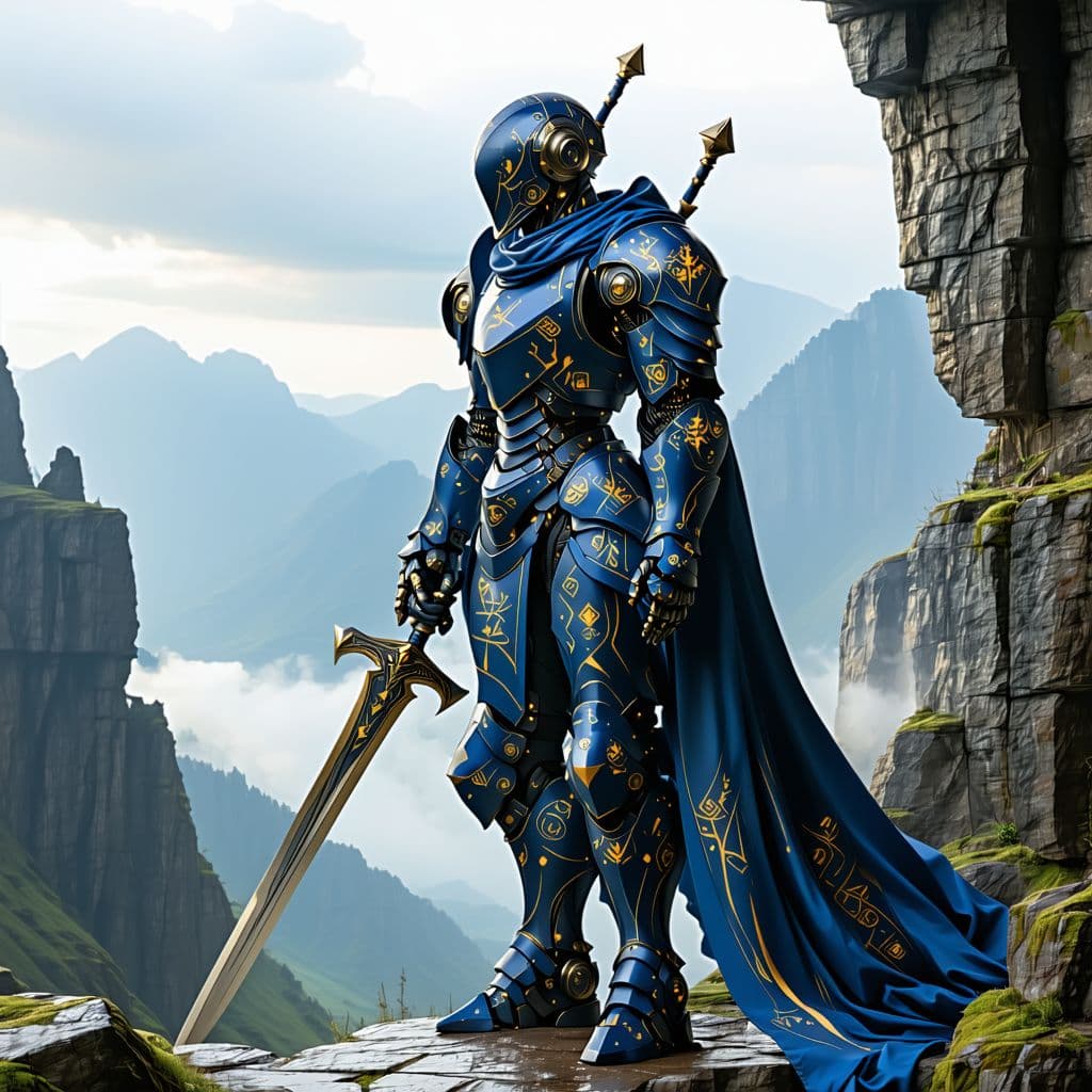 AI generated: A striking and agressive illust ration of an ultra realistic warforged made of wood, leather, and me...