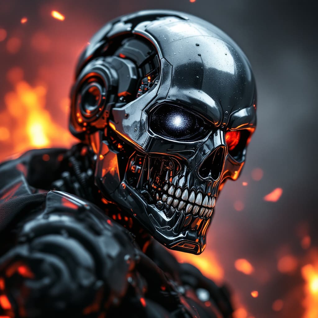 AI generated: terminator plateado furioso