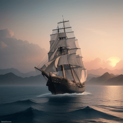 AI generated: Photo of a ultra realistic sailing ship, dramatic light, pale sunrise, cinematic lighting, battered,...