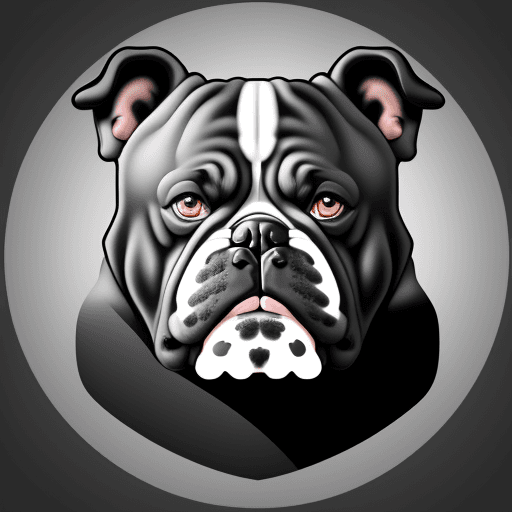 AI generated: Black and white vector image of a bulldog's face as a logo
