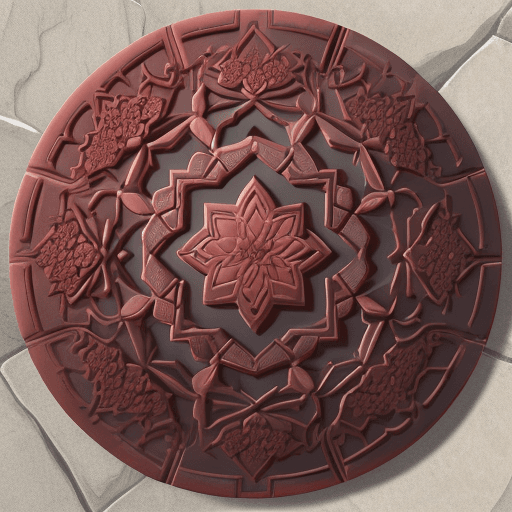 AI generated: chinese red stone, in the style of dreamy and romantic compositions, floral explosions --ar 24:37 --...