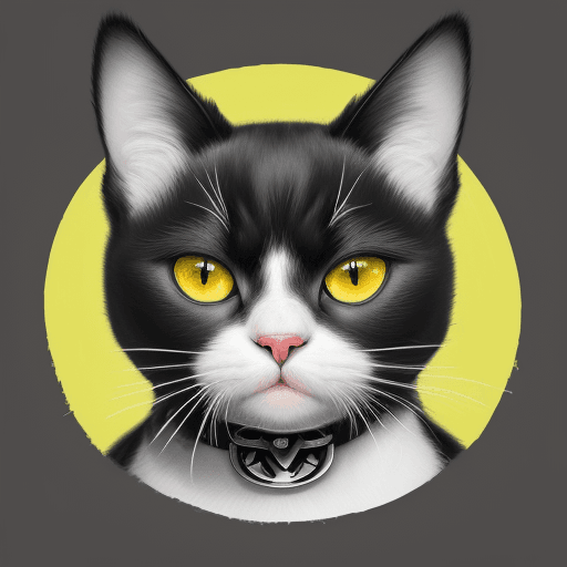 AI generated: artistic, oil painting art, black and white color cat face with a hitler mustache, emerald yellow ey...
