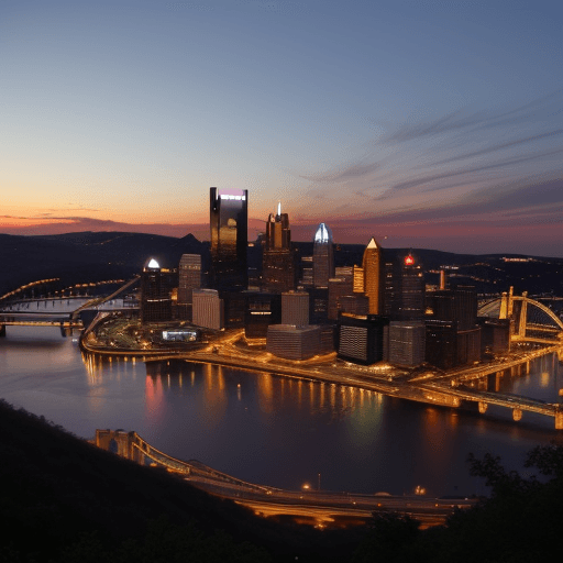 AI generated: photo of a skyline of pittsburgh show from mt washington 