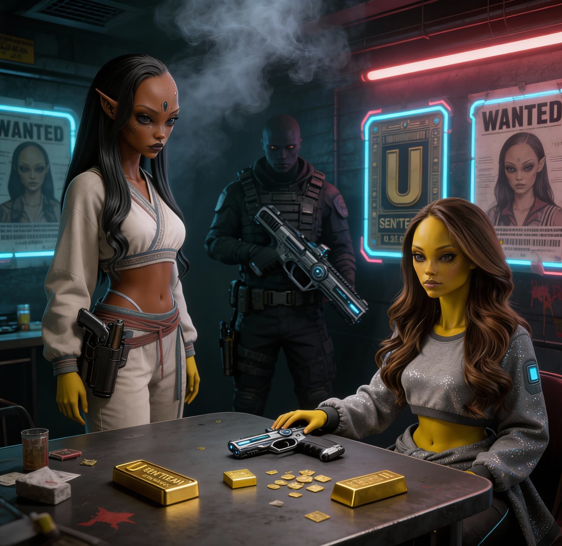 AI generated: Be inspired and create from the reference images, a Sci-Fi view of a futuristic underworld. Use the ...