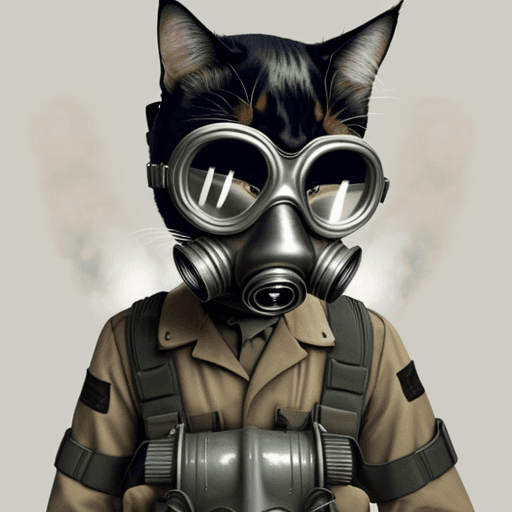 AI generated: a cat with a gas mask 