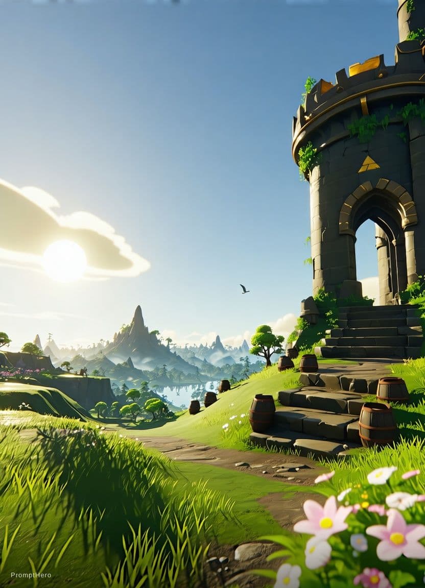 AI generated: recreate image with style form zelda breath of the wild,soft sunlight,high detailed