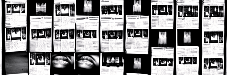 AI generated: manifest titles, collages, very large words, David Carson style