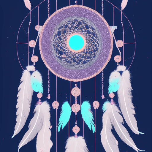 AI generated: Dream Catcher, in the style of crisp neo-pop illustrations, sky-blue, nightcore, the and some cute c...