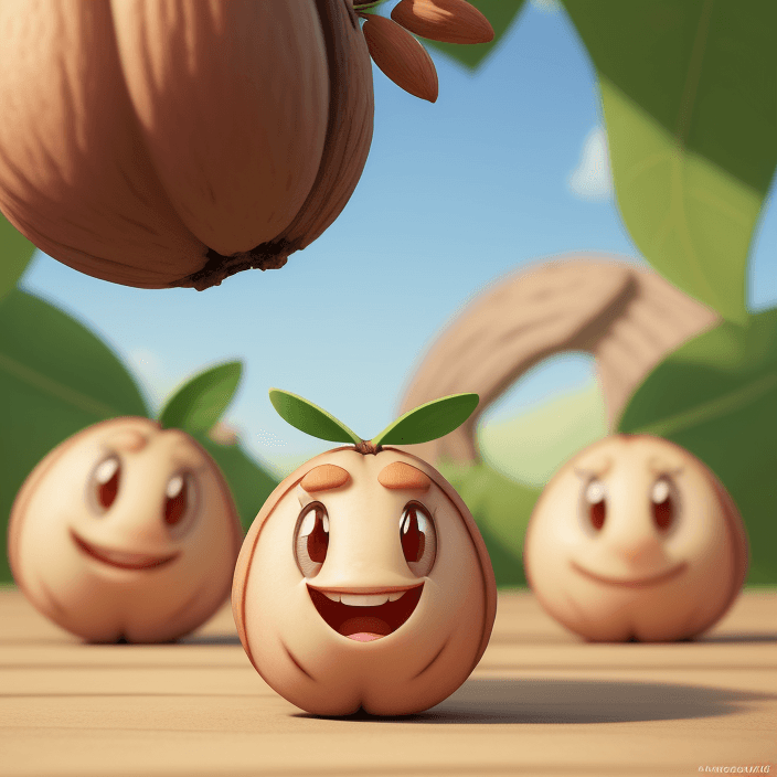 AI generated: A happy cartoon Almond fruit , Pixar Style, perfect composition, 8k artistic photography, photoreali...
