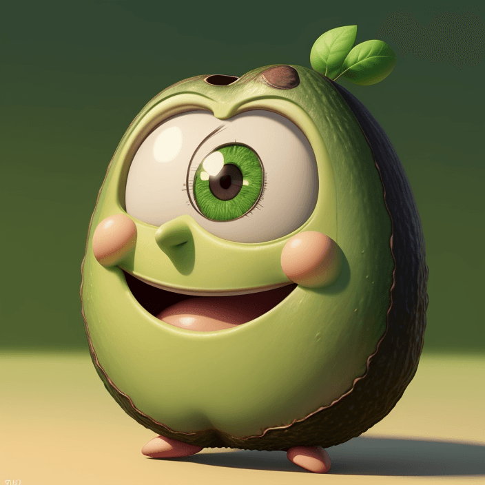 AI generated: A happy cartoon Avocado , Pixar Style, perfect composition, 8k artistic photography, photorealistic ...