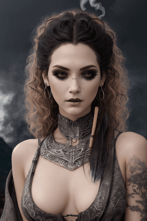 AI generated: (masterpiece:1 0),((Scottish:0.3)),((European:0.5)),((very pale skin:0.5)),((young witch)),practices...