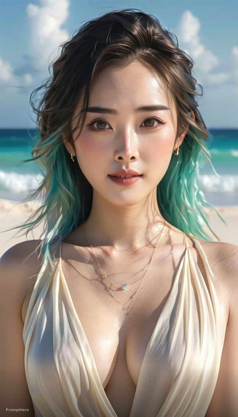 AI generated: hyper-realistic cinematic 16:9 portrait of a seductive young East Asian woman (Xiumei), standing on ...