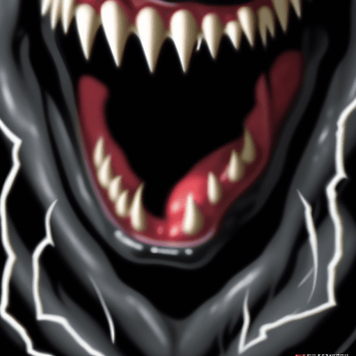 AI generated: close up of Venom of Marvel screaming, in a fit of rage, Masterpiece, gigantic scale, ascii-art --no...