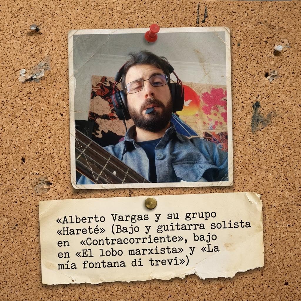 AI generated: Quiero que me pongas esta foto en un corcho con un papel justo debajo de ella lo siguiente "Alberto ...