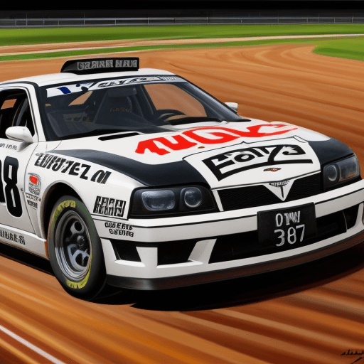 AI generated: A hyperdetailed painting of a V8OVAL TRACK CAR WITH THE NAME JOHAN NEL AND THE NUMBER 28 